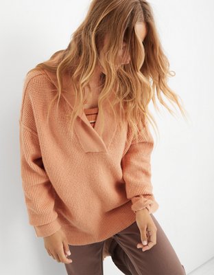 Aerie CozyUp Waffle Sweater Hoodie