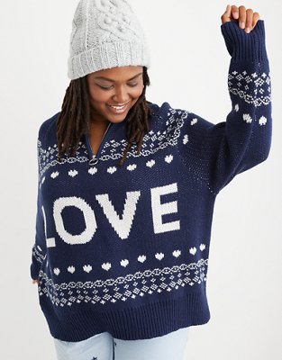 Aerie Festive Feels! Quarter Zip Sweater