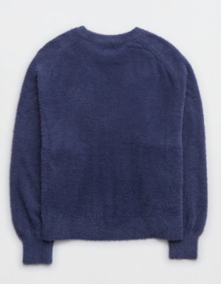 Aerie Suéter peludo con cuello redondo