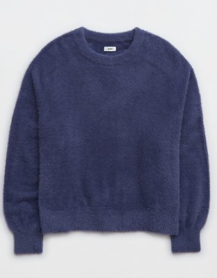 Aerie Suéter peludo con cuello redondo