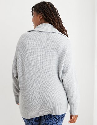 Aerie CozyUp Waffle Quarter Zip Sweater