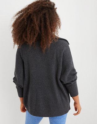 Aerie CozyUp Waffle Quarter Zip Sweater