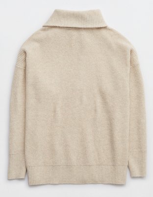 Aerie CozyUp Waffle Quarter Zip Sweater