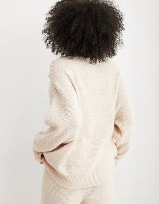 Aerie CozyUp Waffle Quarter Zip Sweater