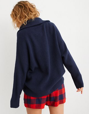 Aerie CozyUp Waffle Quarter Zip Sweater