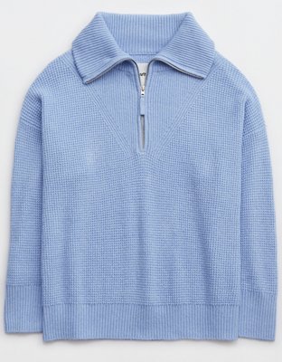 Aerie Cozyup Waffle Quarter Zip Sweater. @ Best Price Online