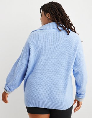 Aerie CozyUp Waffle Quarter Zip Sweater