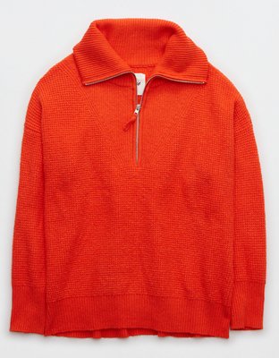 Aerie CozyUp Waffle Quarter Zip Sweater