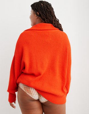 Aerie CozyUp Waffle Quarter Zip Sweater
