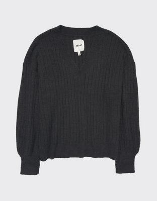 Aerie Wide Rib V-Neck Sweater