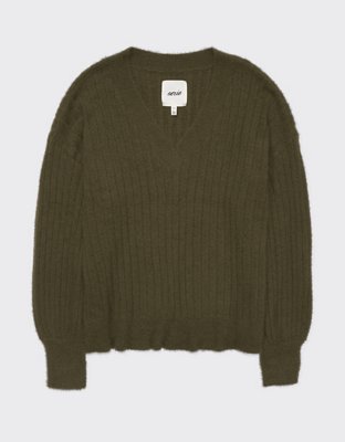Aerie Wide Rib V-Neck Sweater