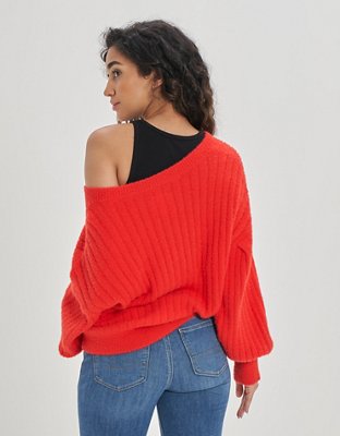 Aerie Wide Rib V-Neck Sweater