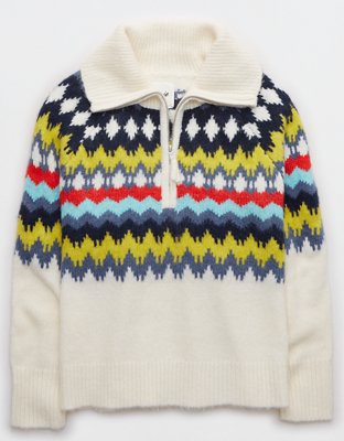 Aerie CozyUp Waffle Quarter Zip Sweater