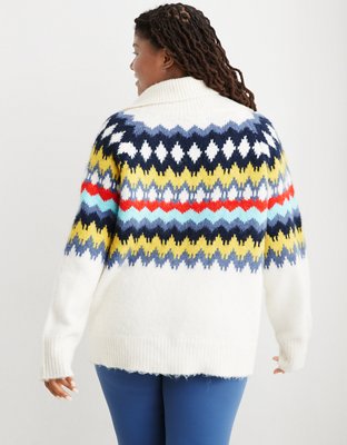 Aerie Fairisle Quarter Zip Sweater