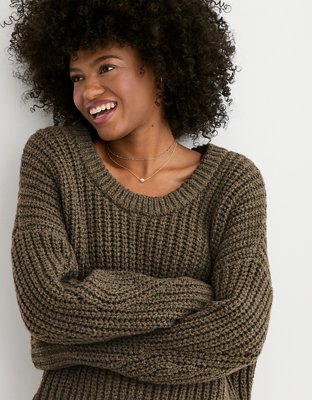 WIDE RIBBED KNIT SWEATER - Green