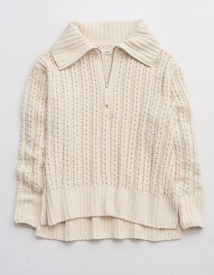 Aerie Cable Car Quarter Zip Sweater