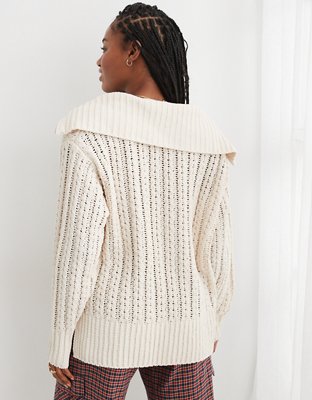 Aerie Cable Car Quarter Zip Sweater | Aerie