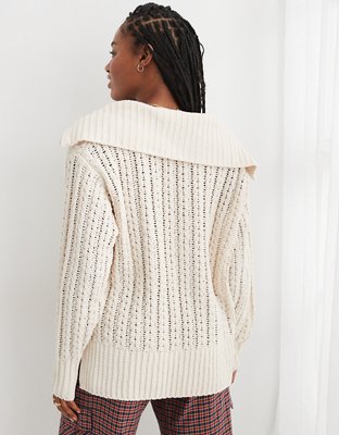 Aerie Cable Car Quarter Zip Sweater