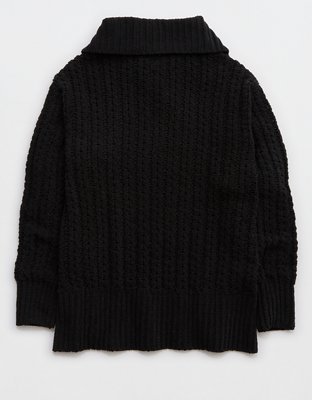 Aerie Suéter en Punto Trenzado con Cierre de un Cuarto