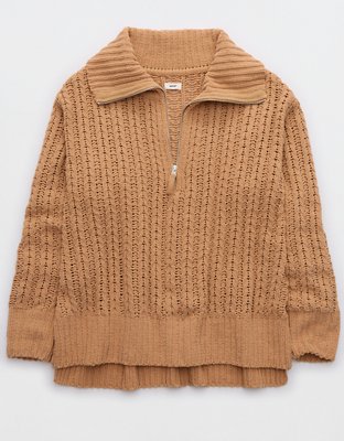 Cream Kensington Cable Knit Quarter Zip Sweater