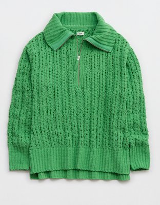 Aerie Cable Car Quarter Zip Sweater