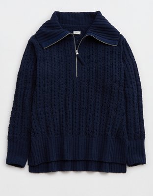 Aerie Cable Car Quarter Zip Sweater