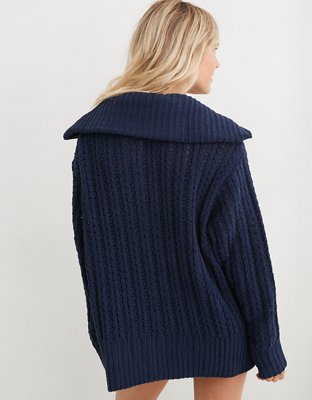 Aerie Cable Car Quarter Zip Sweater