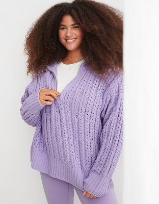 Aerie Cable Car Quarter Zip Sweater