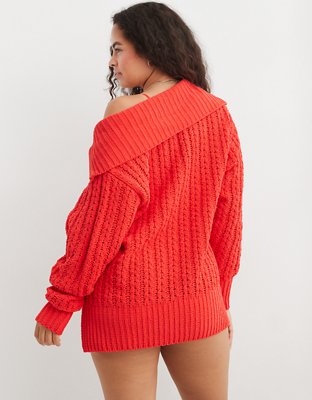 Aerie Cable Car Quarter Zip Sweater