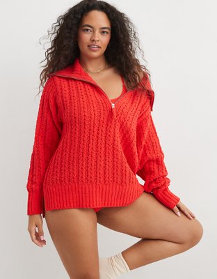 Aerie Cable Car Quarter Zip Sweater