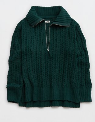 Aerie Cable Car Quarter Zip Sweater