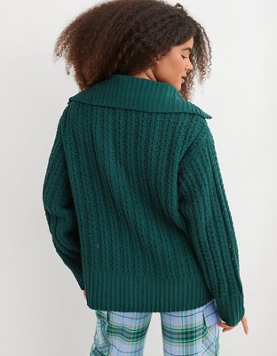 Aerie Cable Car Quarter Zip Sweater