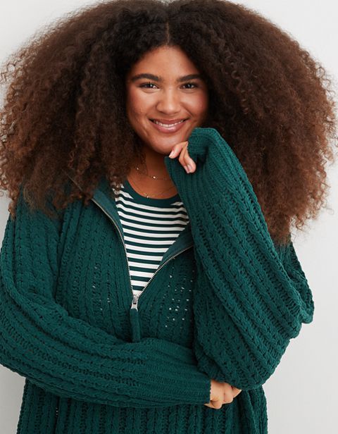 Женские свитеры Aerie Cable Car Quarter Zip Sweater