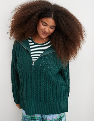 Aerie Cable Car Quarter Zip Sweater