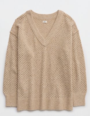 Aerie Open Knit Polo Sweater