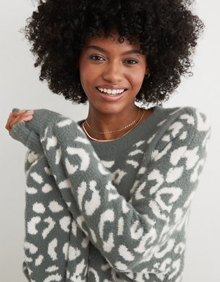 Grey leopard sweater sale