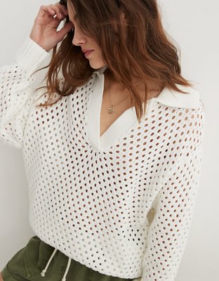 White sweater with on sale holes