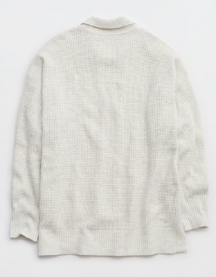 Aerie CozyUp Waffle Polo Sweater