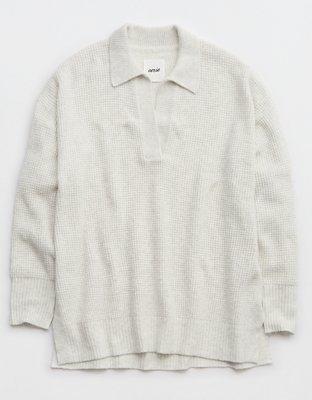 Aerie Open Knit Polo Sweater