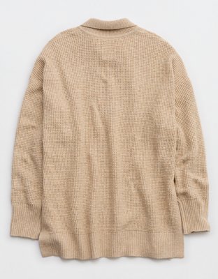 Aerie CozyUp Waffle Polo Sweater