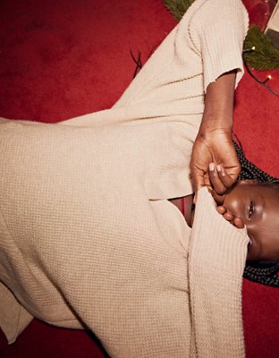 Aerie CozyUp Waffle Polo Sweater