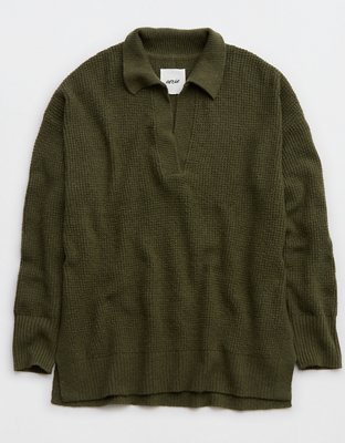 Женские свитеры Aerie CozyUp Waffle Polo Sweater — фото 4