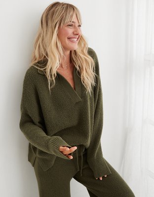 Женские свитеры Aerie CozyUp Waffle Polo Sweater — фото 2