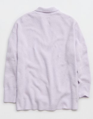 Aerie CozyUp Waffle Polo Sweater