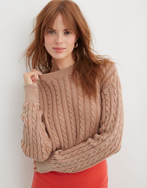 Aerie Mini Cable Cropped Sweater