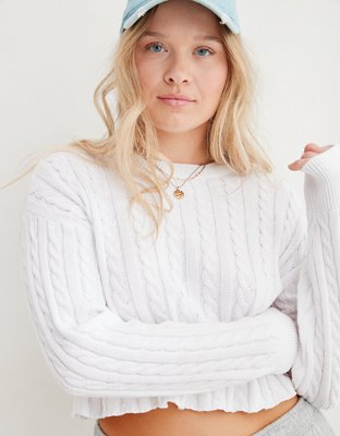 AISLING CAMPS cable-knit cropped jumper - White