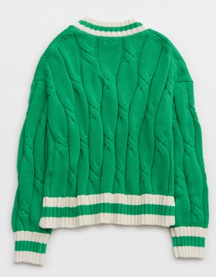 Женские свитеры Aerie Cropped Cable V-Neck Sweater — фото 4