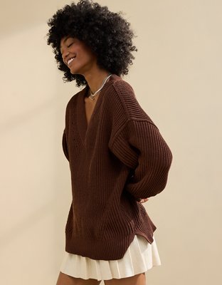 Aerie Beyond Chenille V Neck Sweater