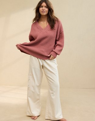 Aerie Beyond Chenille V Neck Sweater