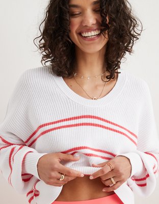 Aerie Open Knit Polo Sweater